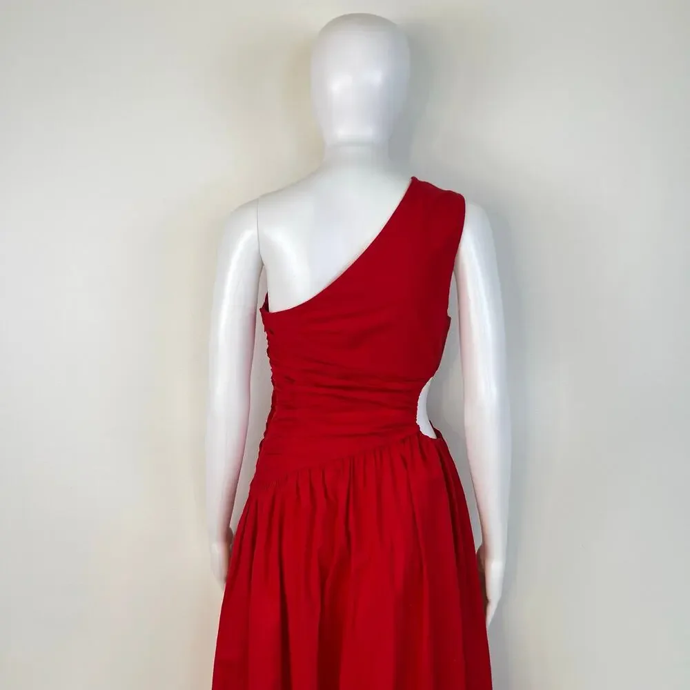 Abercrombie and Fitch Red Cutout Waist One Shoulder Dress (Sz XS)